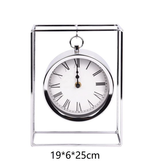 Table Suspended Clock Silver Metal