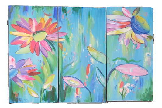 Tranquil Blooms Triptych - Floral Watercolor Wall Art Set